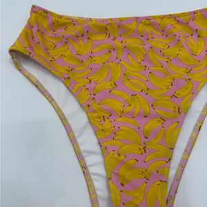 Brittany Allen Banana Print High Cut Bikini Bottoms in Pink / Yellow | Large